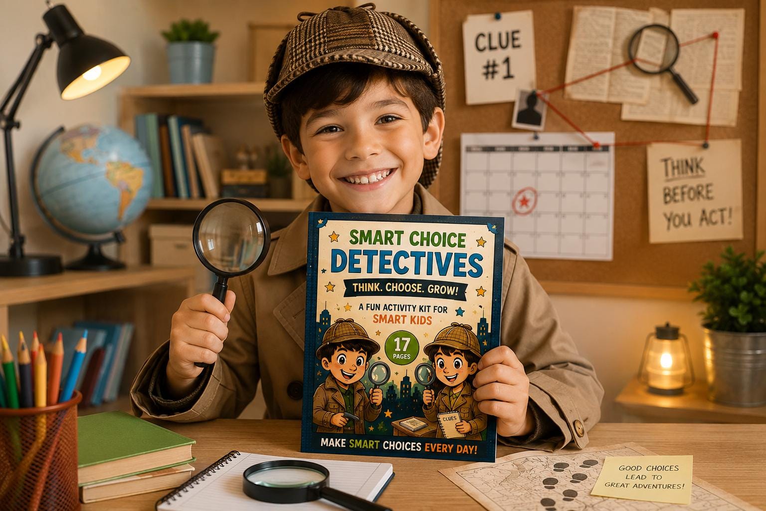 Smart Choice Detectives Kids Problem Solving Workbook, SEL Life Skills Activities (Digital Download)