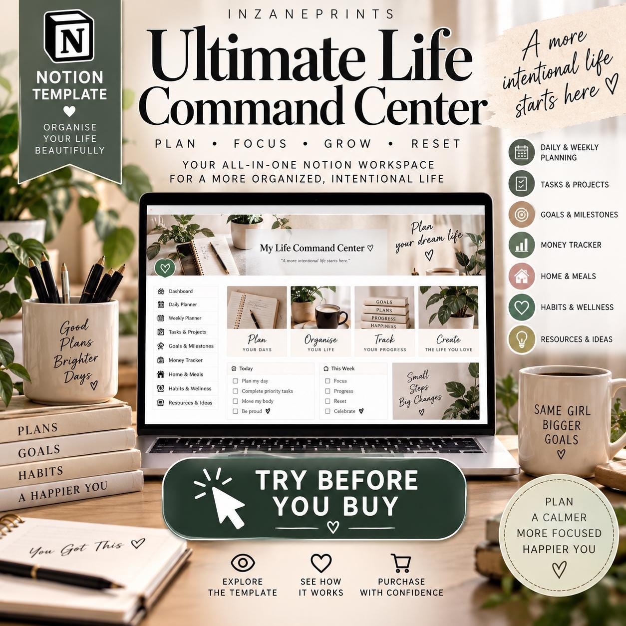 Ultimate Life Command Center Notion Template: All-in-One Digital Planner (Instant Download)