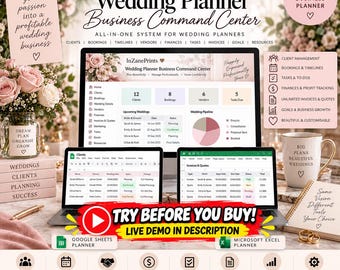 Wedding Planner Business Command Center, Notion CRM, Google Sheets, Excel (Digital Download)