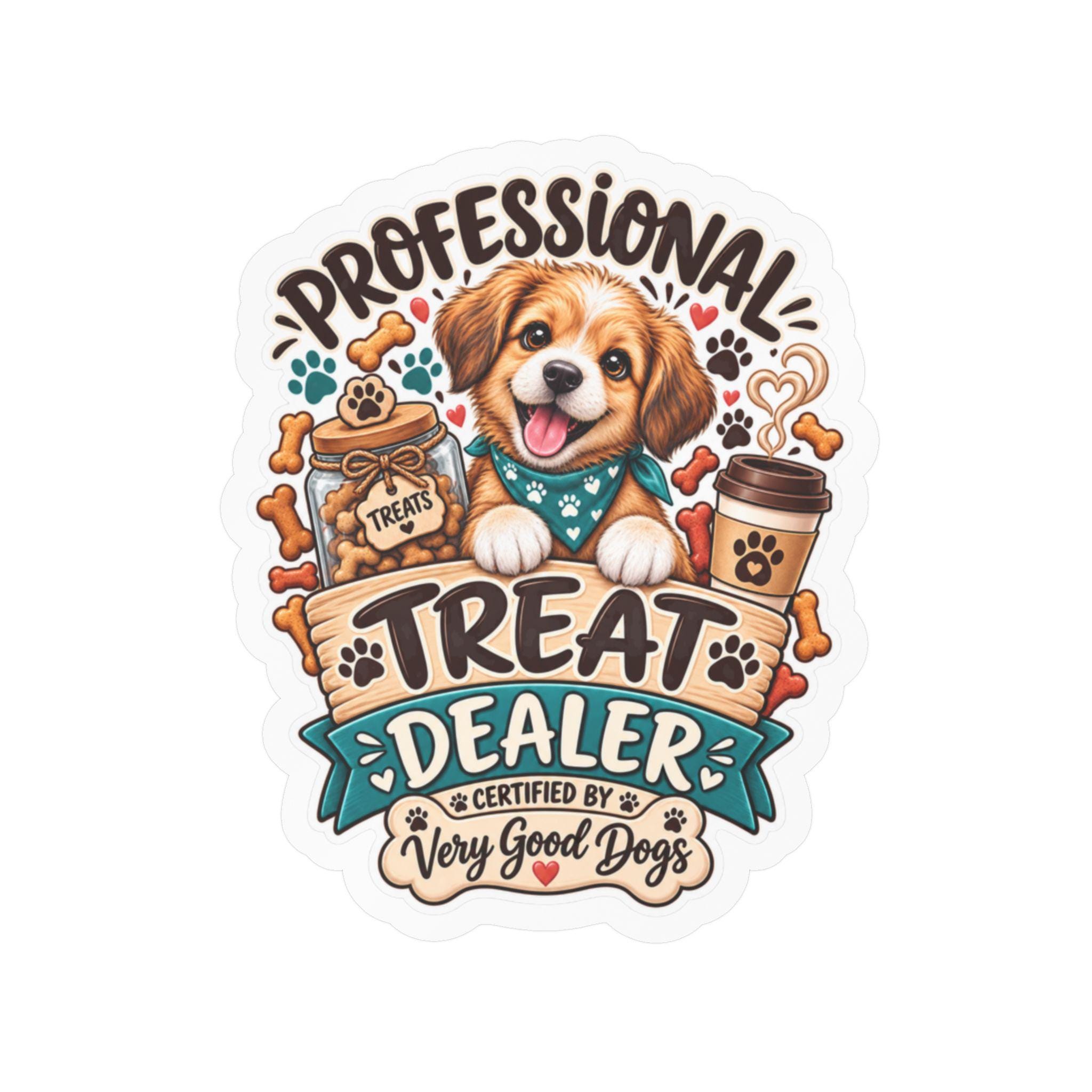 Professional Treat Dealer Dog Sticker | Puppy Vinyl Decal, Waterproof Pet Sticker