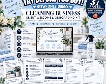 Editable Cleaning Business Onboarding Kit: Client Welcome, Forms, Checklists (PowerPoint)