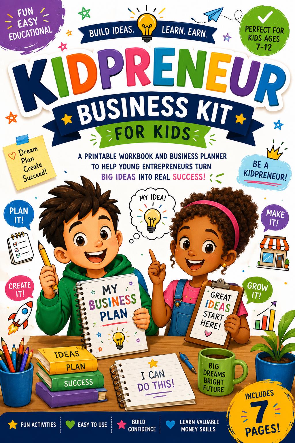 Kidpreneur Business Kit for Kids, Printable Entrepreneur Workbook (Digital Download)