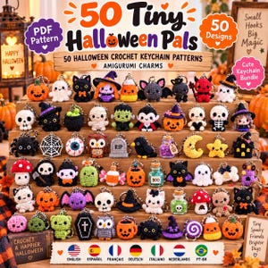 50 Tiny Halloween Amigurumi Keychain Patterns (PDF)