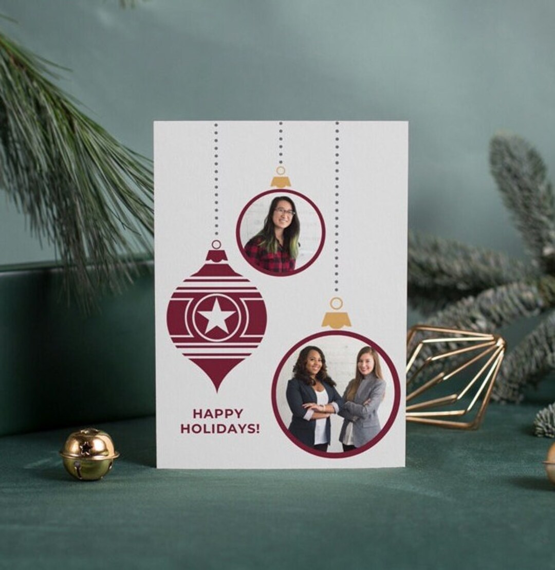 Ornament Card Template, Printable Holiday Card Template, Business Photo Holiday Template ...