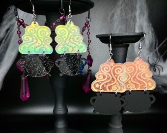 Halloween Witches Cauldron Acrylic Dangle Earrings *Choose Style
