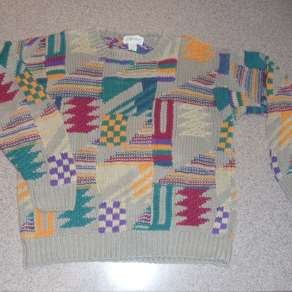 Tan Multi Color Vintage Sweater