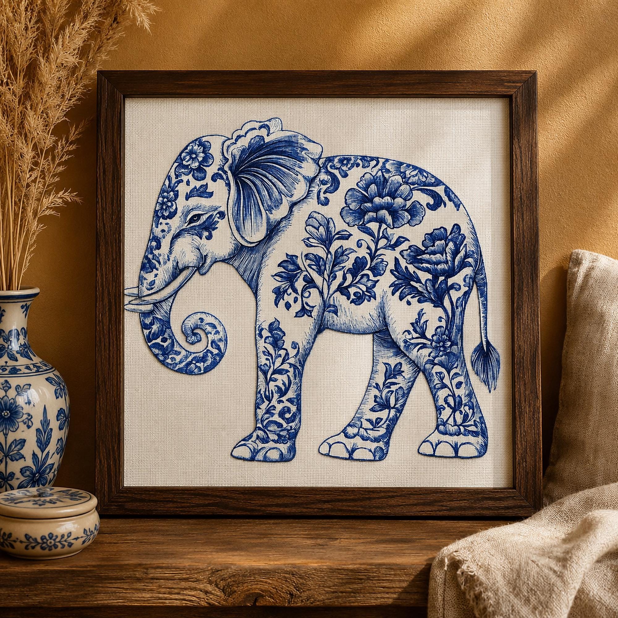 Delft Blue Elephant - Etsy