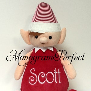 Personalized Christmas Red Striped Stuffed Elf Doll Stuffed Animal
