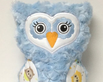 Ready to Ship - New Owl Naptime Snuggle Plush (Light Blue) - Not Personalized