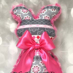 Ready to Ship - (Not Personalized) Hot Pink & Gray Silhouette Easter Bunny Soft Toy