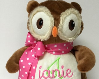 JANIE - ALREADY Personalized 12" Stuffed Owl Plush