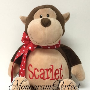 Personalized, Monogrammed Stuffed Monkey Soft Toy, Plush