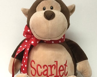 Personalized, Monogrammed Stuffed Monkey Soft Toy, Plush