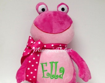 Personalized Pink Frog Stuffed Animal