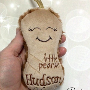 Personalized Little Peanut Stuffie Stuffed Christmas Ornament / Gift Tag, Handmade