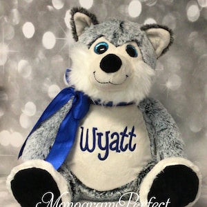Limited Edition personalisierte 13 &quot;Plüsch Grey Husky Stofftier