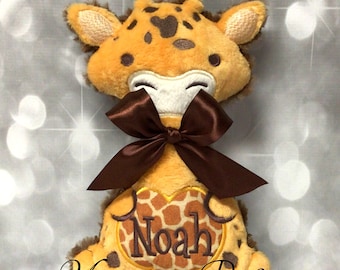 Personalized Yellow & Brown Giraffe Soft Toy