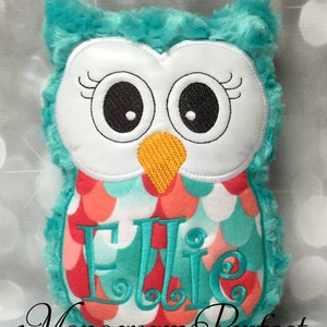 Personalized Turquoise Plush Owl Reading Buddy Pillow, Soft Toy