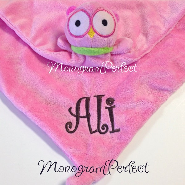 Personalized Pink Owl Lovie Security Blanket (Great Baby Shower Gift)