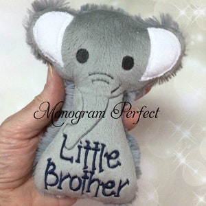 Little Brother Stuffed Gray Elephant Baby Rattle Soft Toy