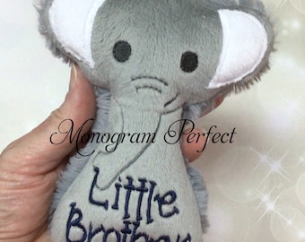 Little Brother Stuffed Gray Elephant Baby Rattle Soft Toy