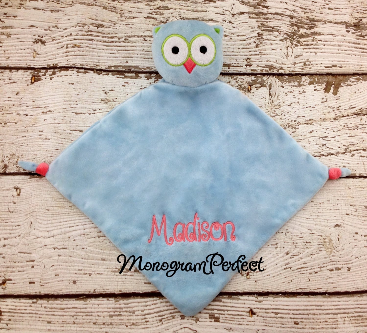 Personalized Owl Wee Blankie Cuddle Buddie, Lovie, Lovey, Security Blanket