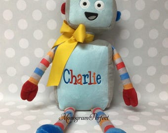 Charlie is Already Personalized on this Robot Plush Stuffed Animal, Soft Toy