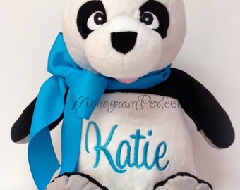 Katie - Already Personalized, Monogrammed, Plush Panda Bear Stuffed Animal, Soft Toy