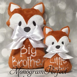 Big Brother / Little Sister Fox Doll & Rattle Set