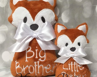 Big Brother / Little Sister Fox Doll & Rattle Set