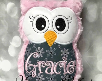 Light Pink Swirl Plush & Gray Plush Owl Reading Buddy Pillow, Soft Toy