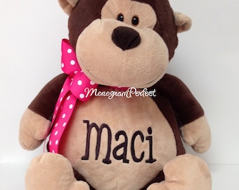 Personalized, Monogrammed Stuffed Monkey Soft Toy, Plush