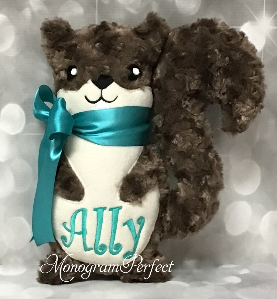 Ally is Already Personalized on This Squirrel Stuffed Animal Soft