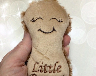Little Peanut Stuffie Stuffed Christmas Tree Ornament / Baby Shower Gift Tag, Handmade - 4.75" x 2.5"