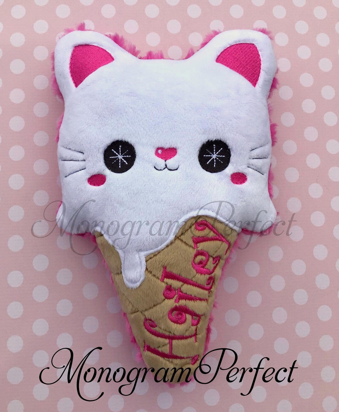 Hot Pink & White Kitty Cat Ice Cream Pet Stuffed Soft Toy Etsy