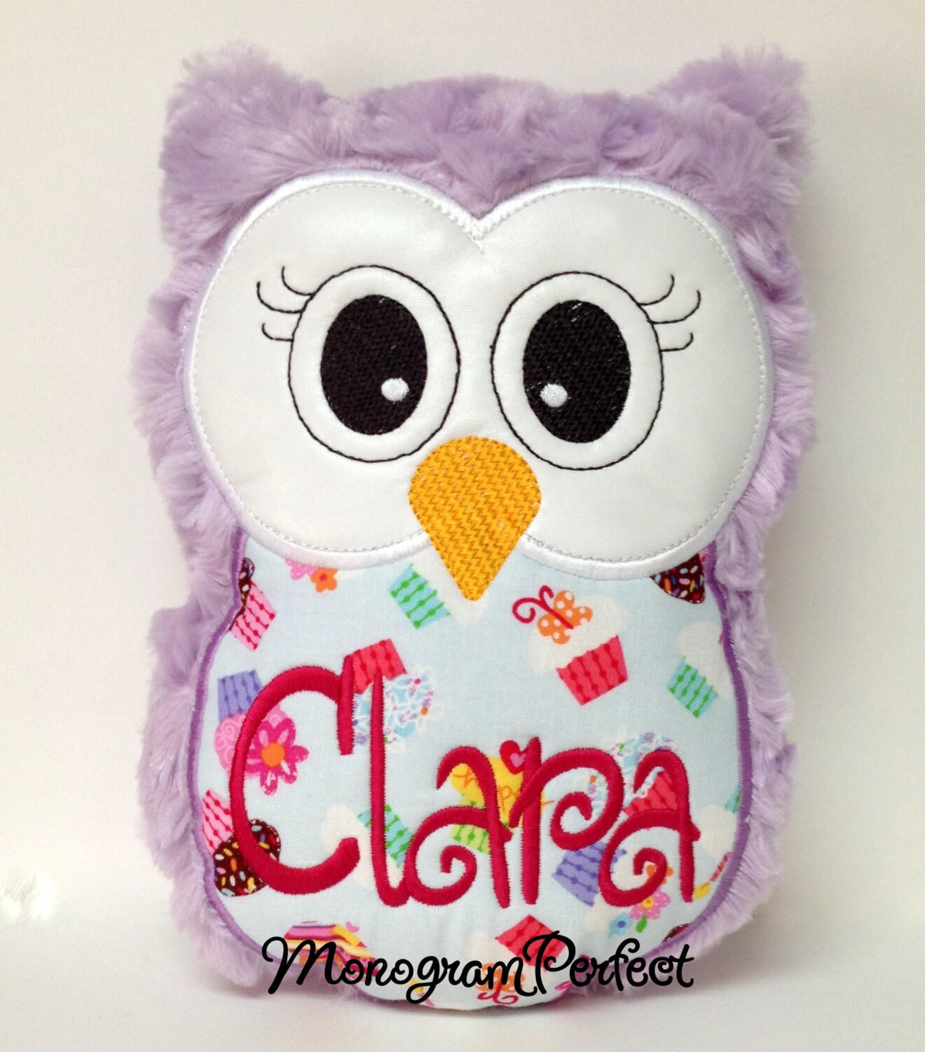 Personalized Cupcake Purple Owl Stuffie - 8.5" x 6.5"