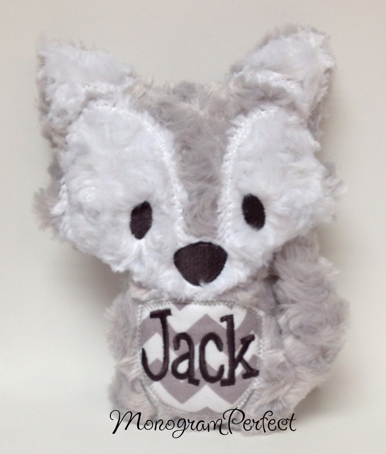 Peluche personnalisée en peluche avec un loup, peluche faite main