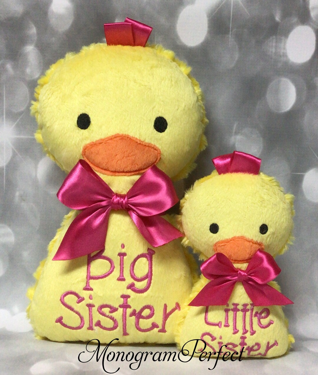Sistra Rattle Big Sister / Little Sister Yellow and Pink Duck Doll & Rattle Sibling ...