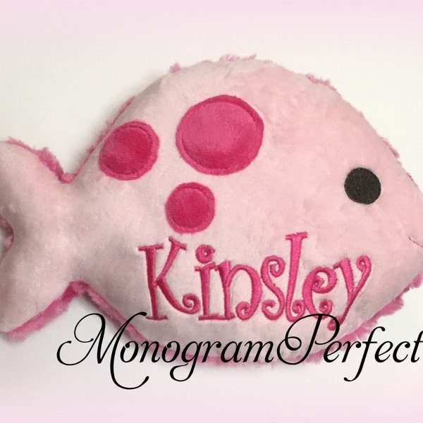 Personalized Hot Pink / Light Pink Plush Fish Pillow, Soft Toy