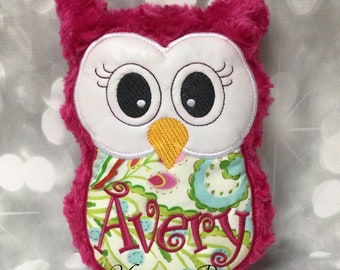 AVERY is Already Personalized on this Fushcia Pink Plush Owl Stuffie - 8.5" x 6.5"