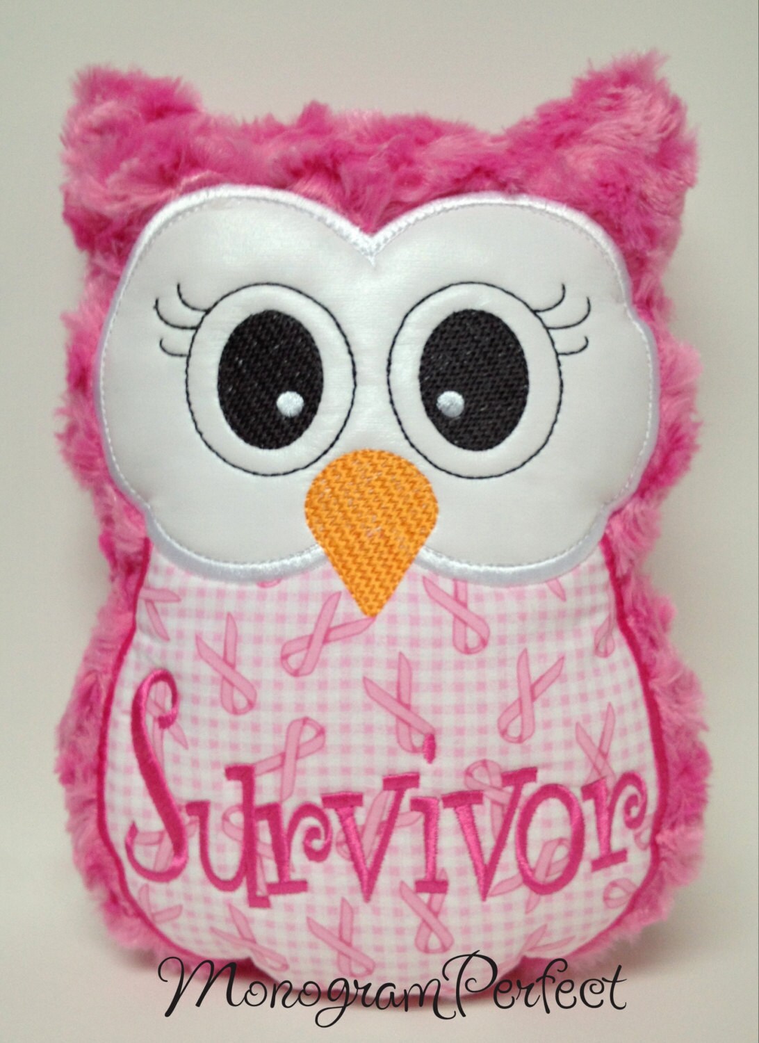 Breast Cancer Awareness Owl Plush Pillow - Survivor