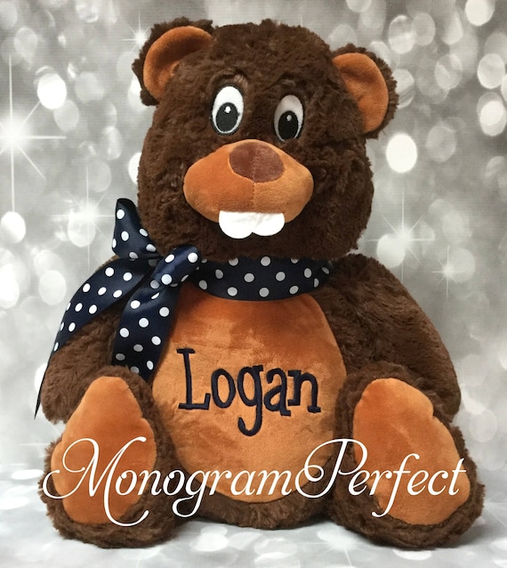 Jumbo Personalized Brown Beaver Stuffed Animal Etsy UK