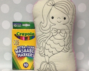 Large Mermaid Girl Coloring Doodle Doll Stuffie