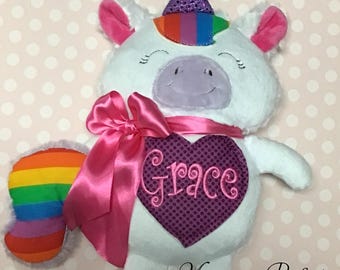 Grace is Already Personalized on this Unicorn Doll Stuffed Animal