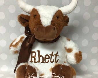 Personalized Longhorn Cow Stuffed Animal Soft Toy