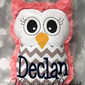Personalized Coral Plush Owl Reading Buddy Pillow, Soft Toy