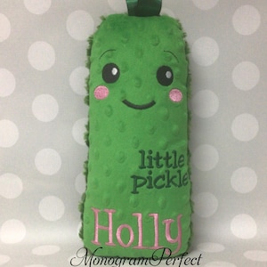 Girl Personalized Little Pickle Stuffie – Custom Name Plush Toy - 10.5" x 4.5"