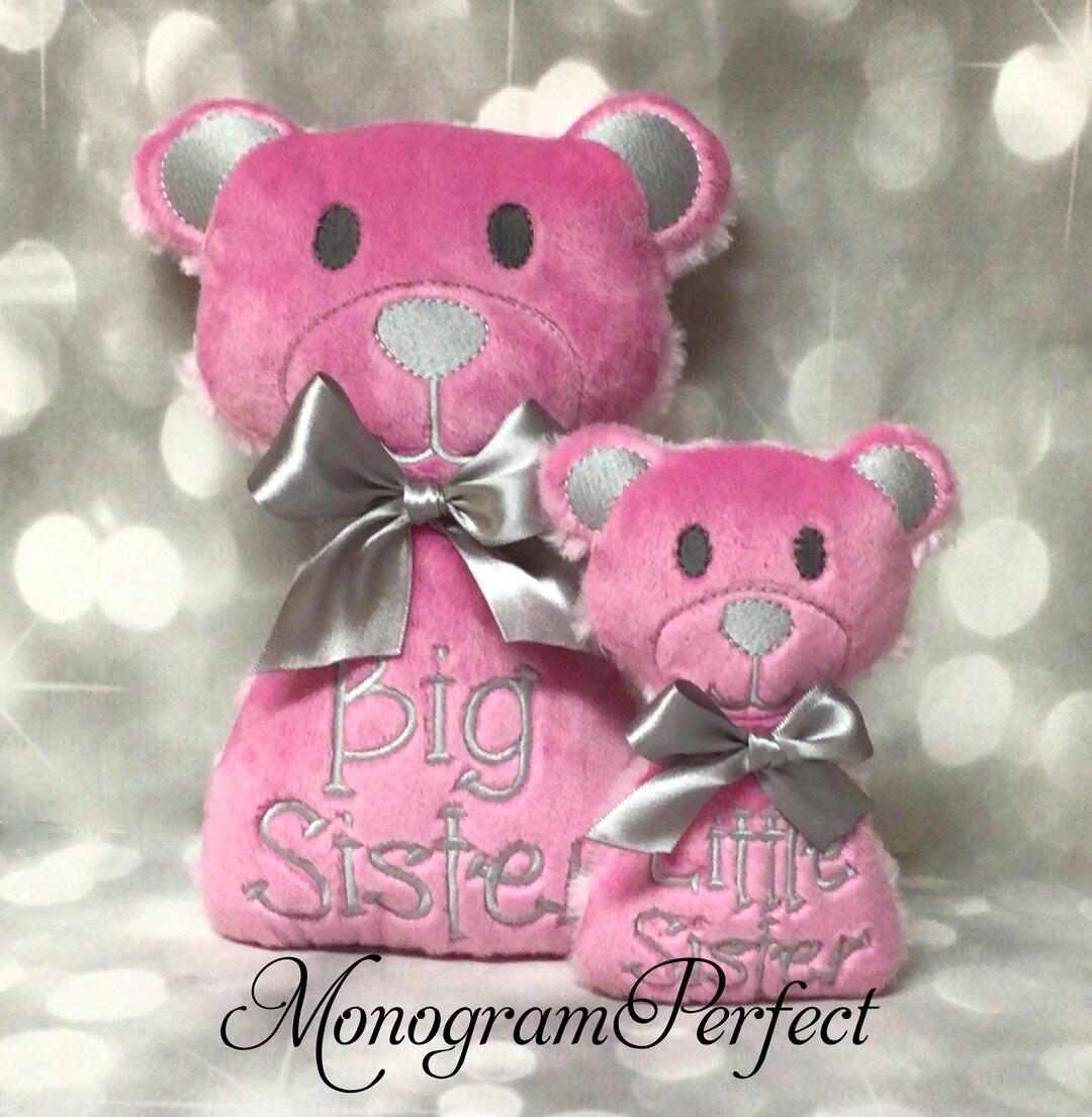 Pink Rattle Doll Big Sister / Little Sister Pink Bear Doll & Rattle Sibling Gift Set - Etsy