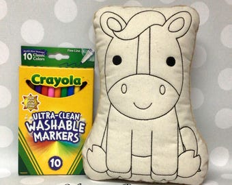 Large Horse Coloring Doodle Doll Stuffie - 9.5" x 6.5"