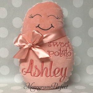 Personalized Peach/Coral Plush Sweet Potato Baby Soft Toy